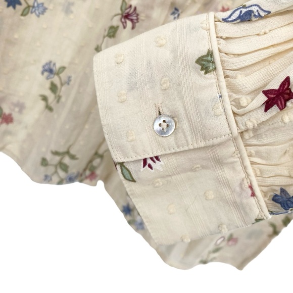Wonderly Western Boho Floral Print Button Down Top New Cream Size Large - Picture 4 of 11